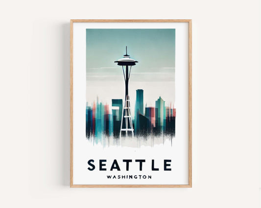 Seattle Print Seattle Wall Art Washington Map Travel Print Home Decor Housewarming Gift College Dorm WA Artwork