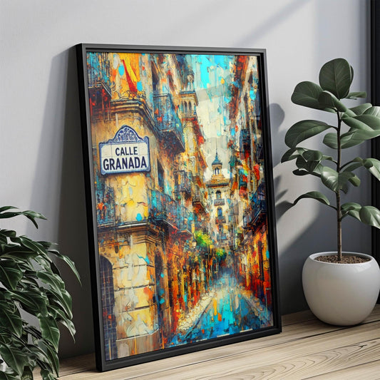Malaga Calle Granada Wall Art Print - Spain Travel Poster, Malaga Artwork, Housewarming Gift, Spanish Street Decor, Malaga Spain Gift