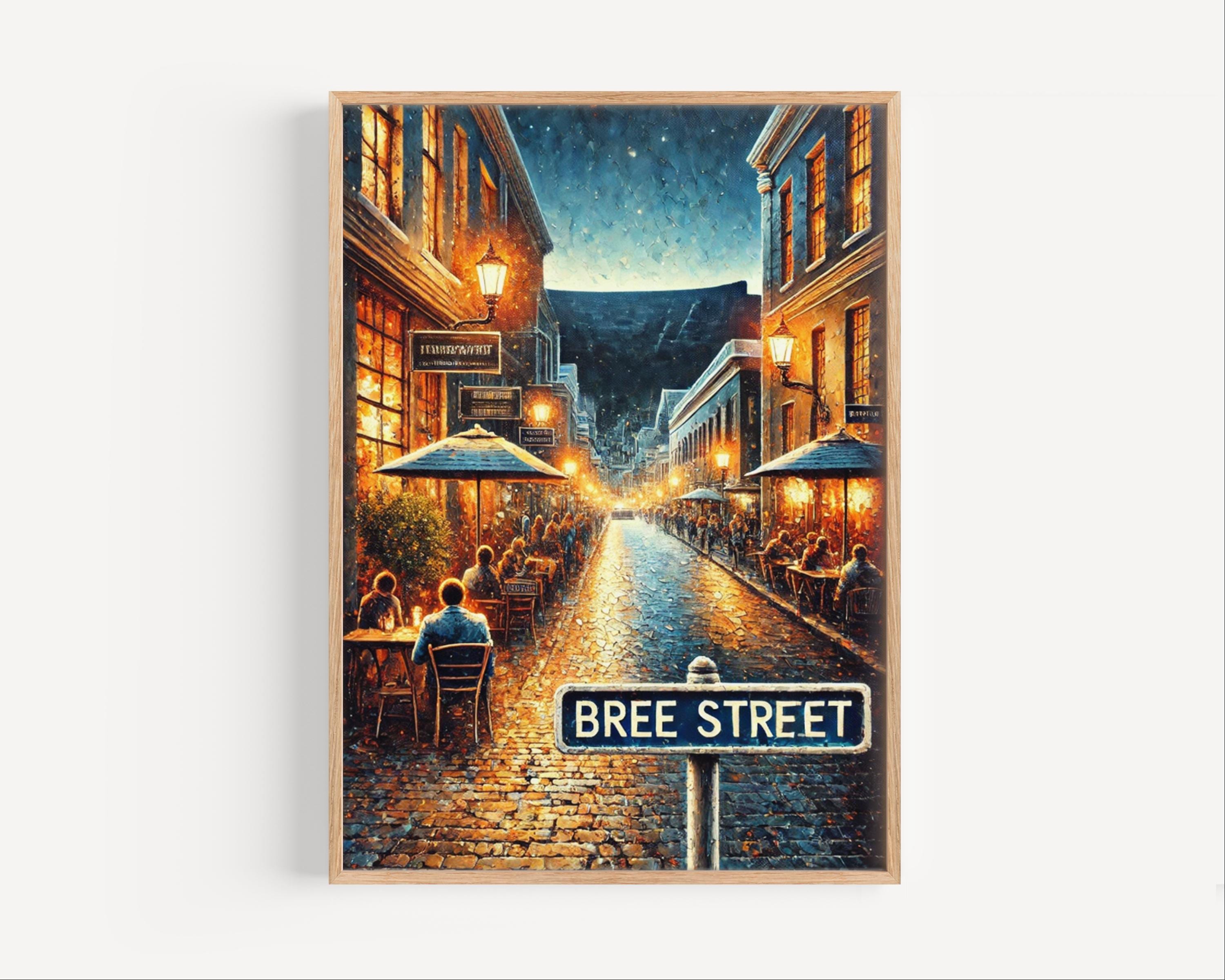 Bree Street Oil Painting Art Print: Cape Town South Africa Street Sign Travel Poster