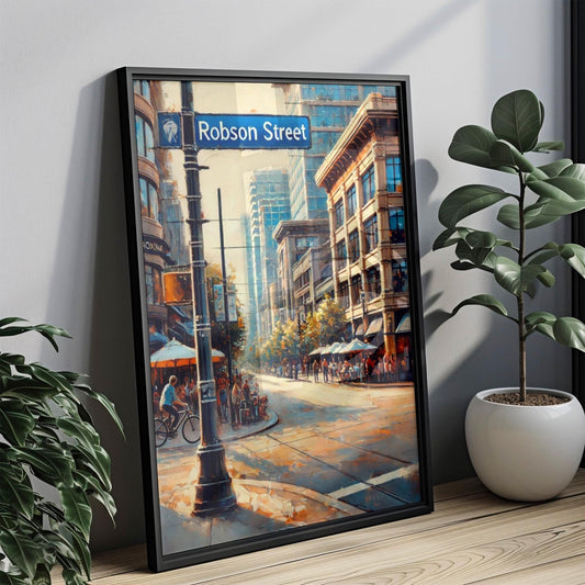 Wall Art Robson St Vancouver Print - Canadian Travel Poster, Housewarming Gift, Modern Home Decor, Robson Street Wall Decor