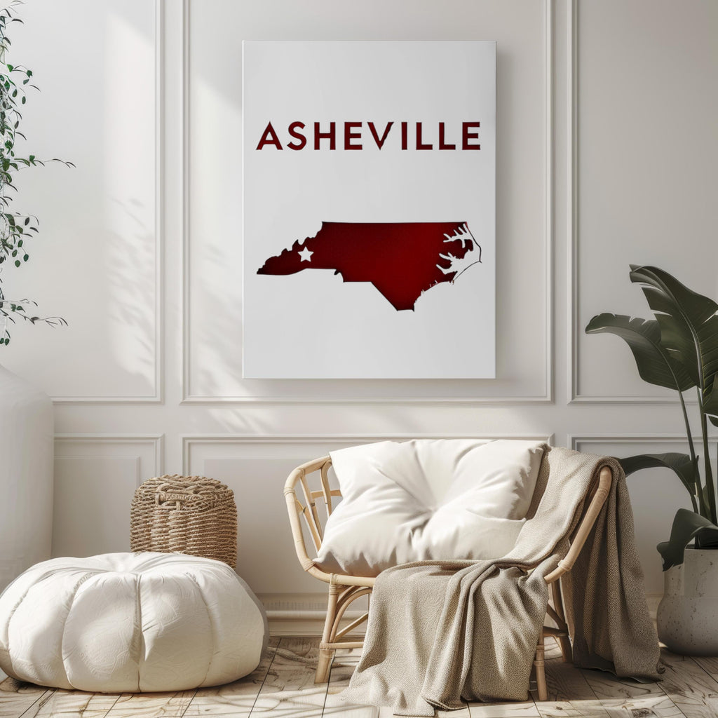 North Carolina Ashville Wall Art Print - Travel Decor, NC Gift, Housewarming & College Dorm Room Decoration