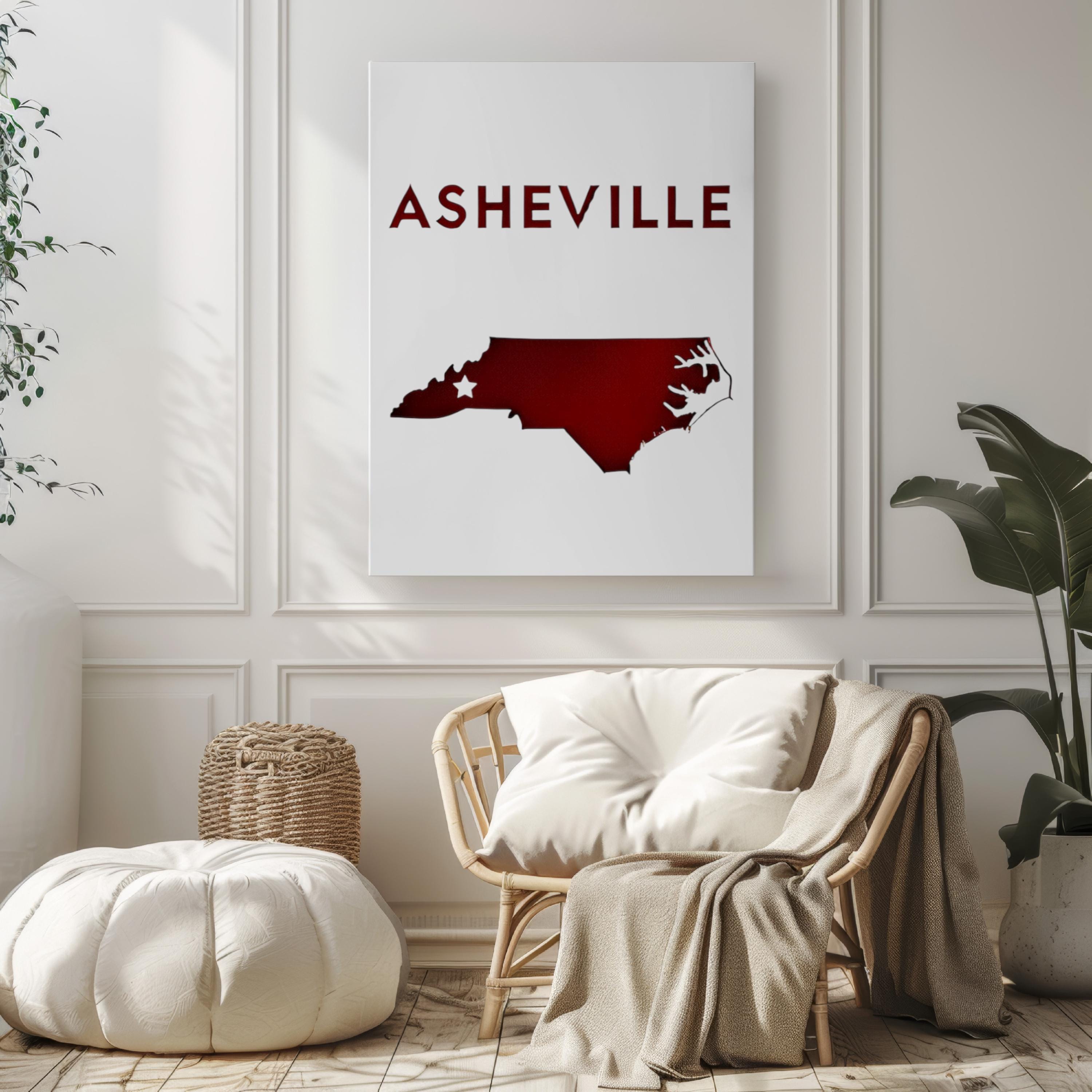 North Carolina Ashville Wall Art Print - Travel Decor, NC Gift, Housewarming & College Dorm Room Decoration