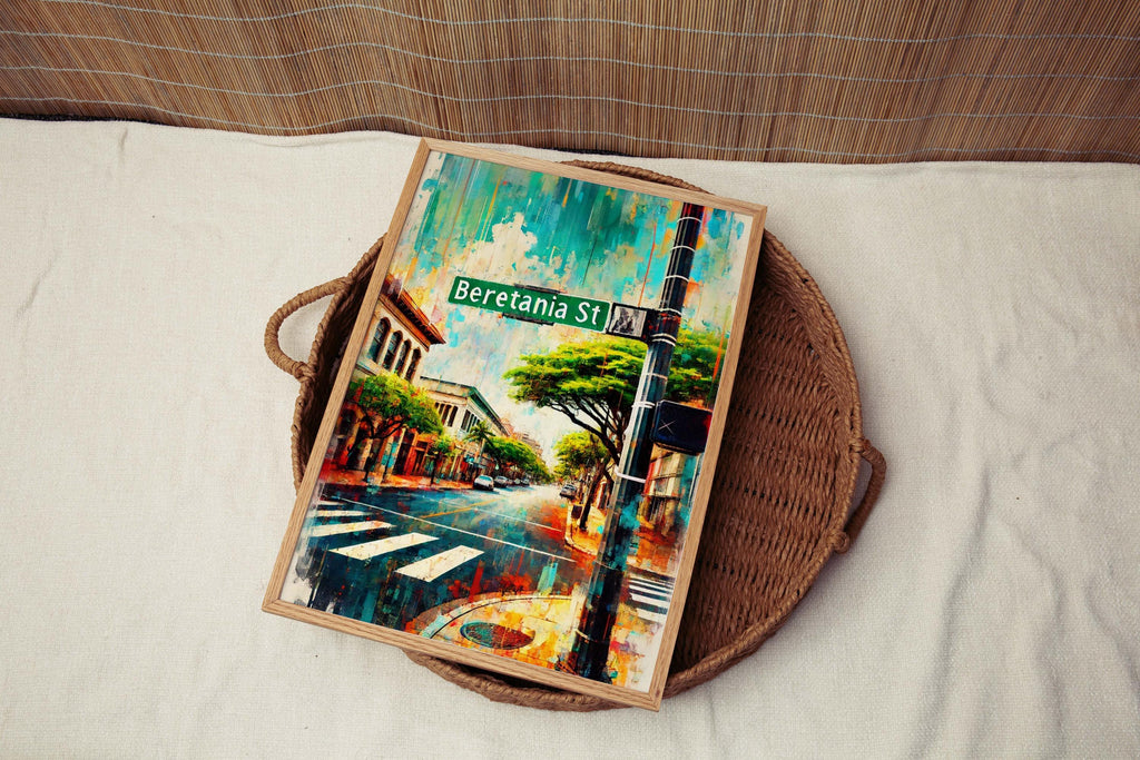 Beretania Street Print - Honolulu, Hawaii, USA