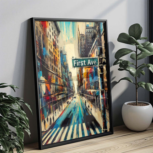 First Ave Print Manhattan Art NYC Travel Poster New York Wall Art Housewarming Gift Urban Home Decor
