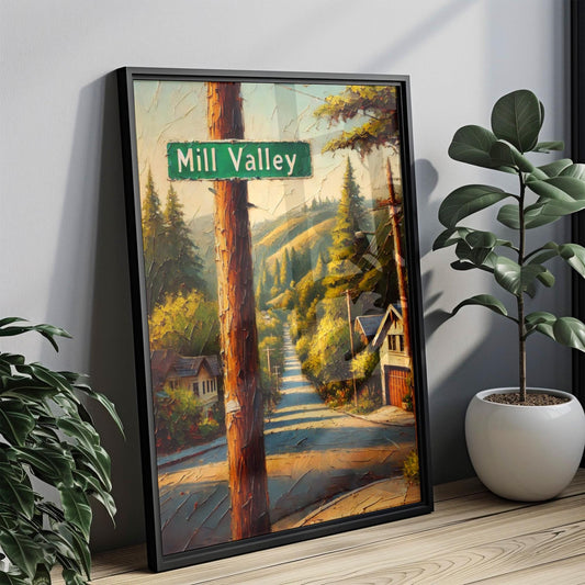 California Mill Valley Wall Art - Travel Poster & Print, California Gift, Housewarming Decor, USA American Art, Scenic Travel Print