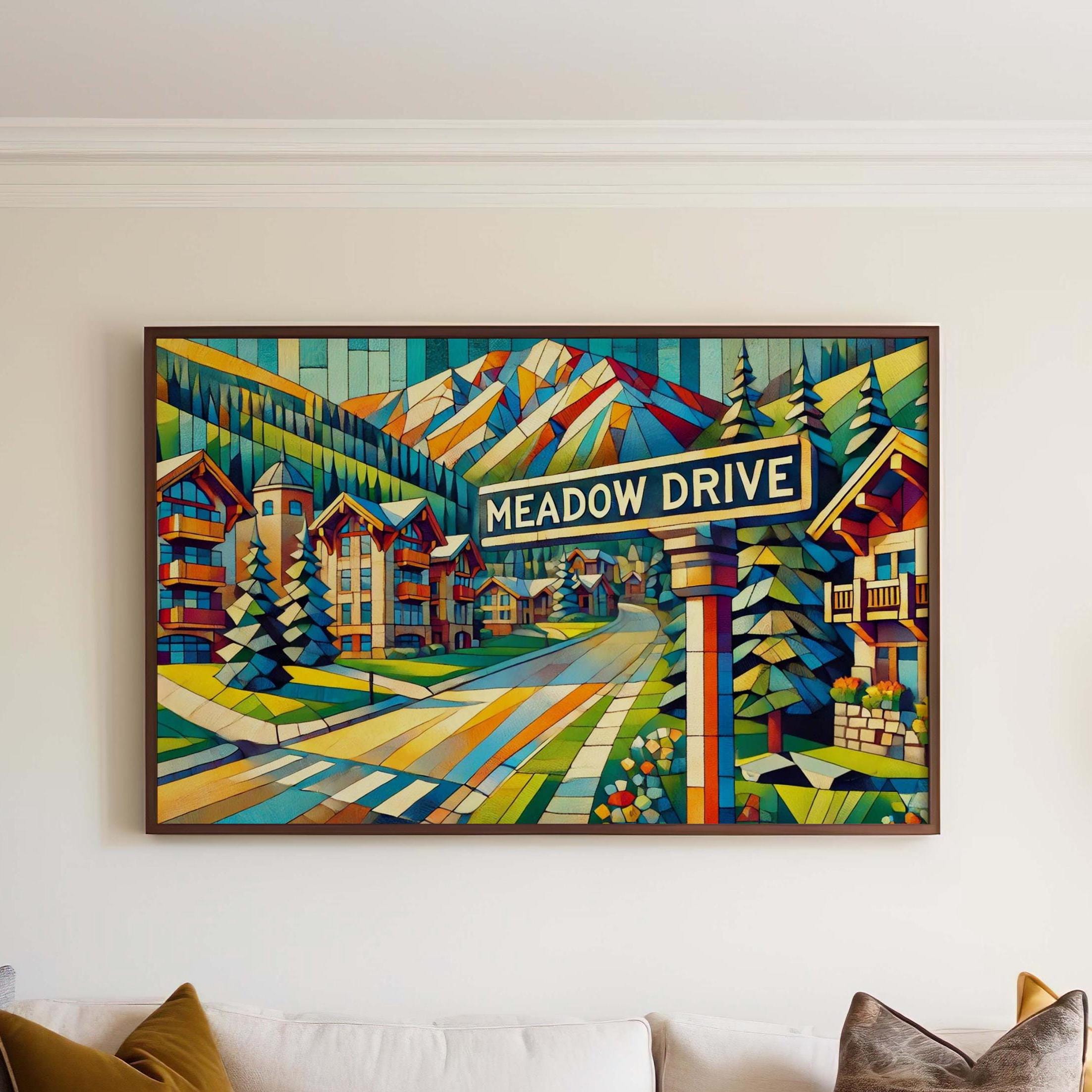 Meadow Drive Print – Vail Colorado Art, Winter Travel Poster, Housewarming Gift, Scenic Meadow Wall Art, Outdoor Landscape Decor