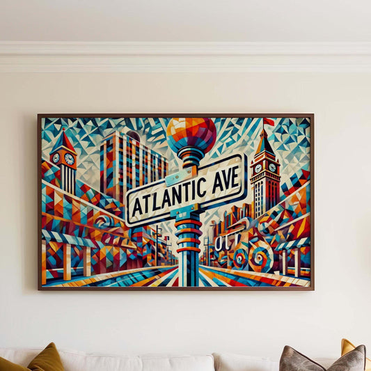 Cubism Atlantic Avenue Wall Art, Atlanta & New Jersey Travel Poster, Atlantic City Gift, Modern Housewarming Decor, Unique Cubist Print