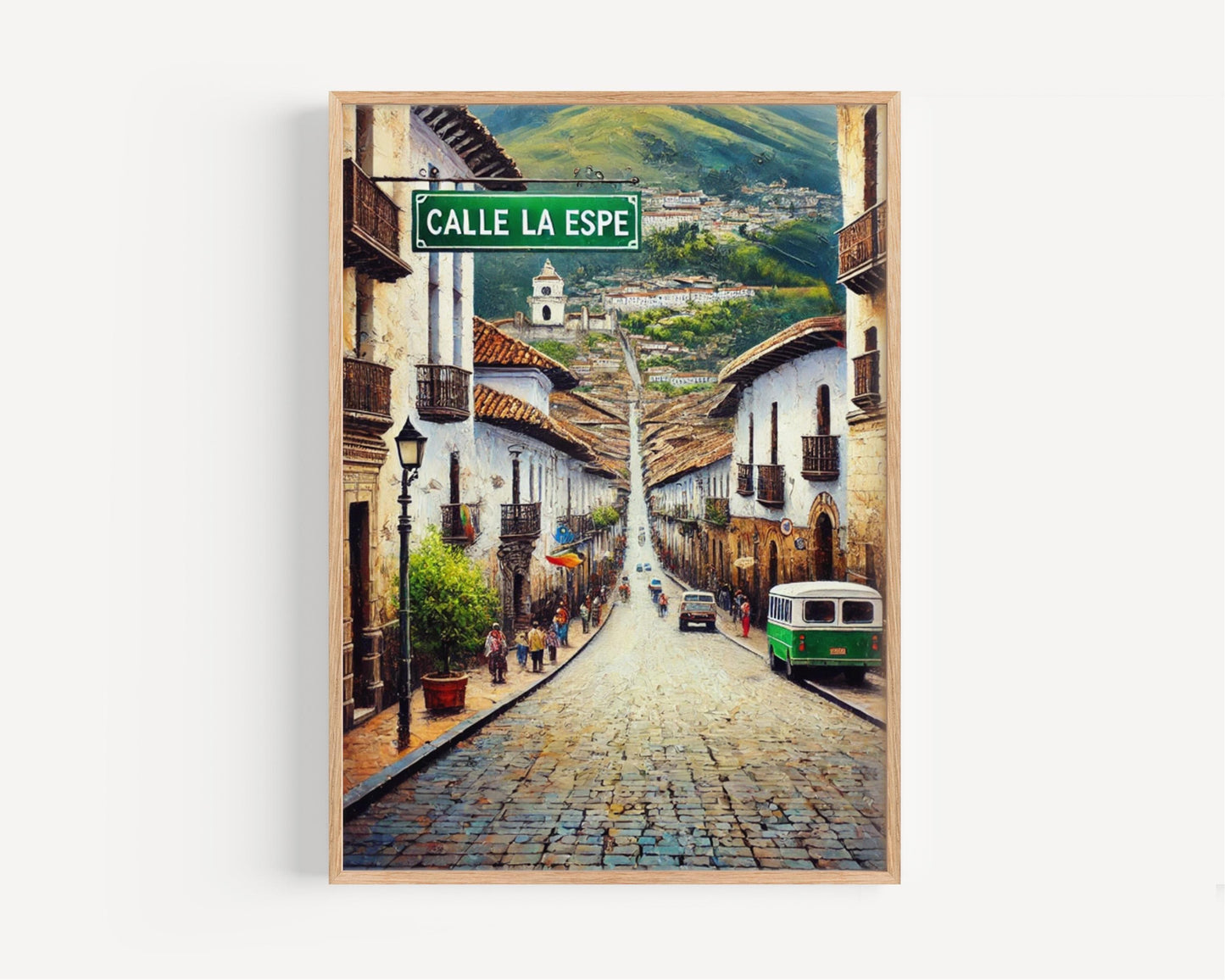 Calle La Espe Quito Print: Ecuador Travel Poster, Historic Street Art