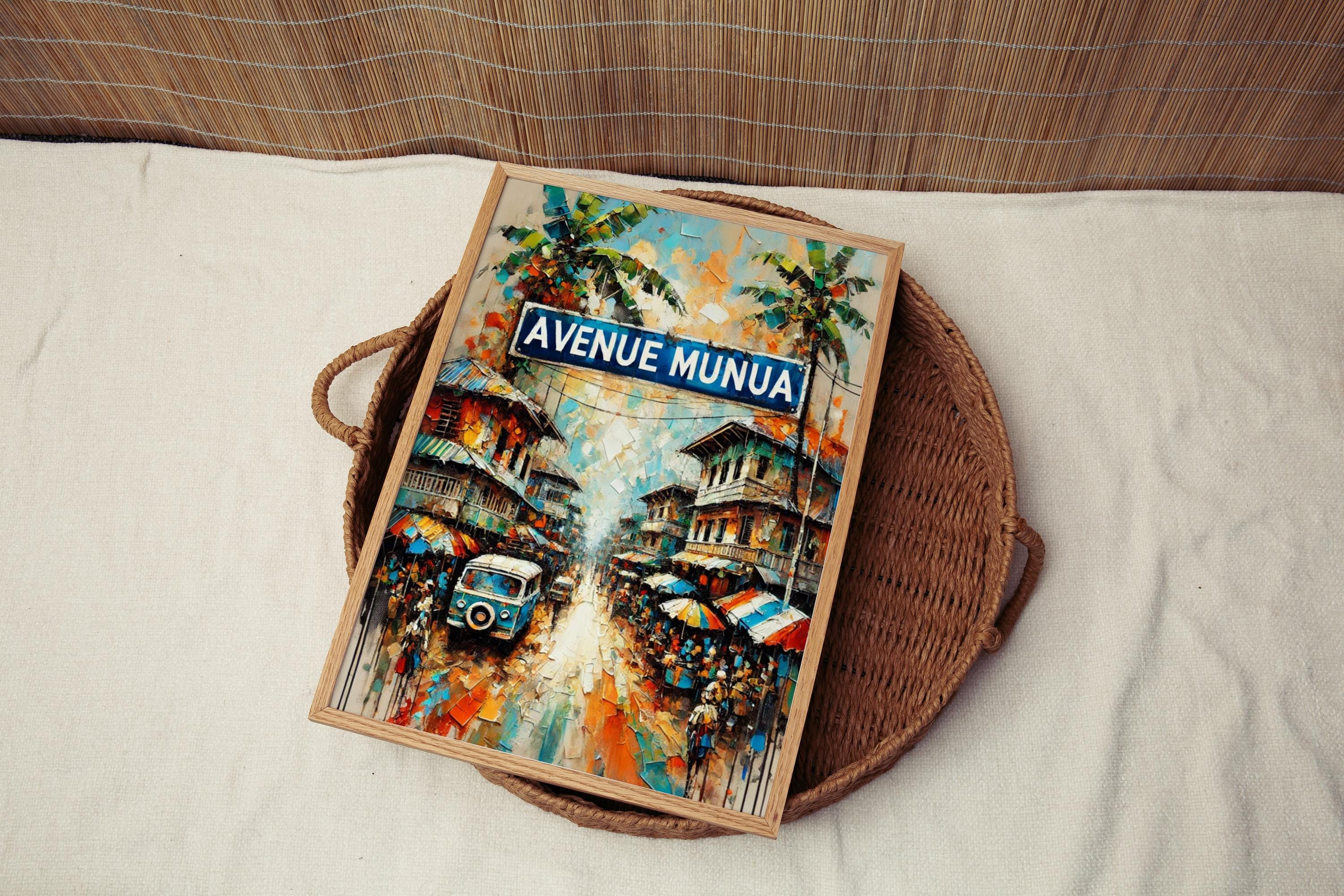 Avenue Munua Wall Art, Kinshasa Print, Democratic Republic of the Congo Art, “City” Gift, Travel Souvenir, Travel Poster,  “State” Art