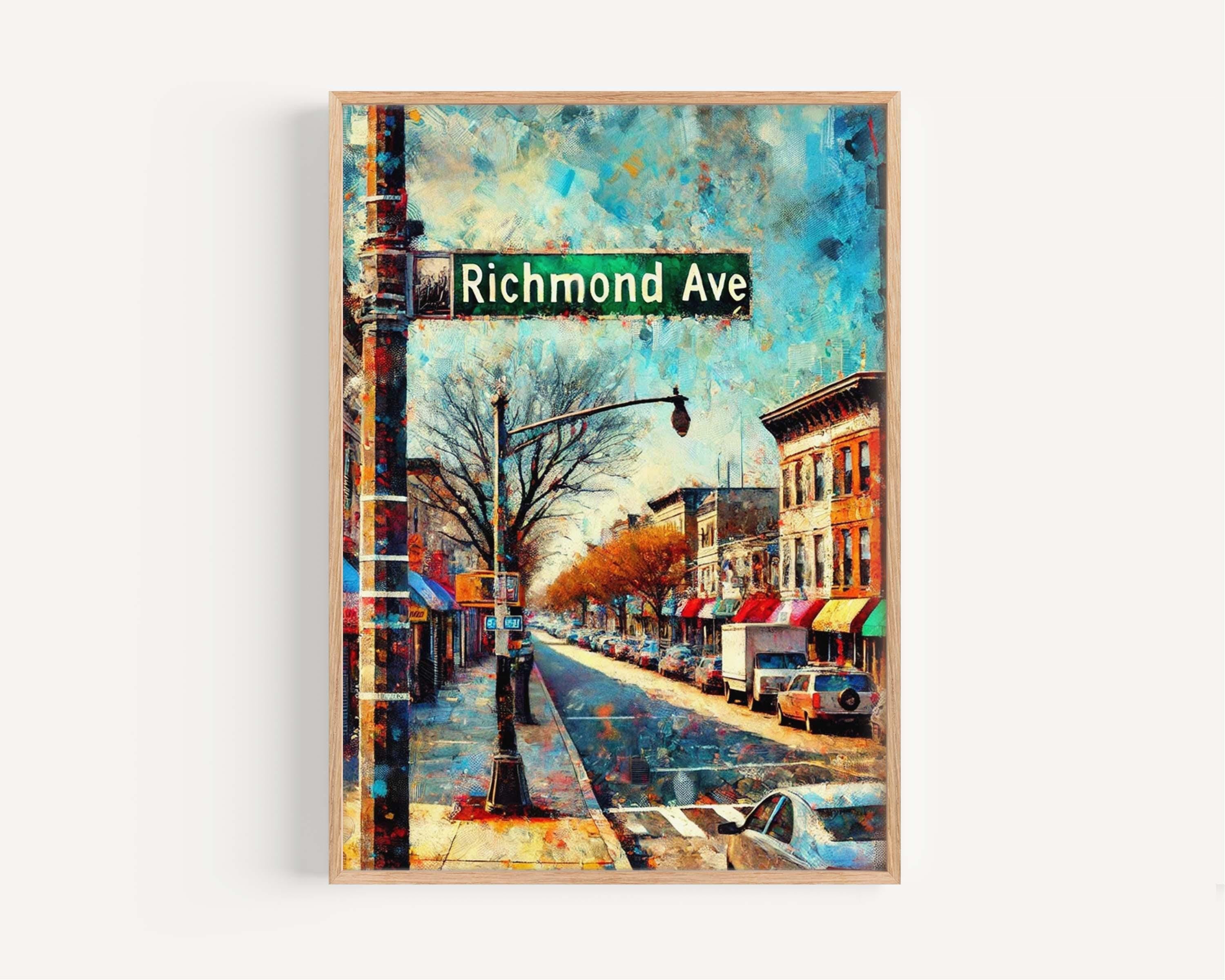 Richmond Ave Print Staten Island Art Travel Poster NYC Wall Art Housewarming Gift Unique Travel Print