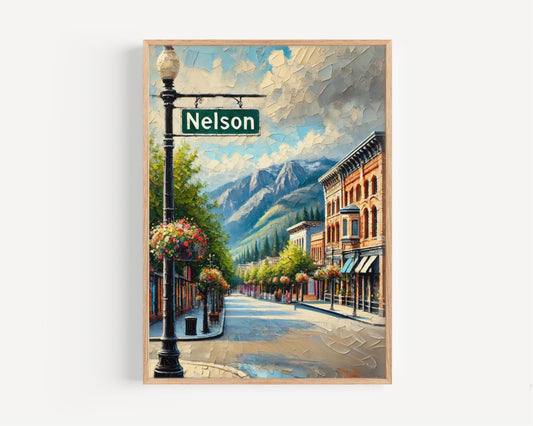 British Columbia Nelson Wall Art Print – Travel Poster & Canada Gift, British Columbia Home Decor, Housewarming Present, BC Travel Art