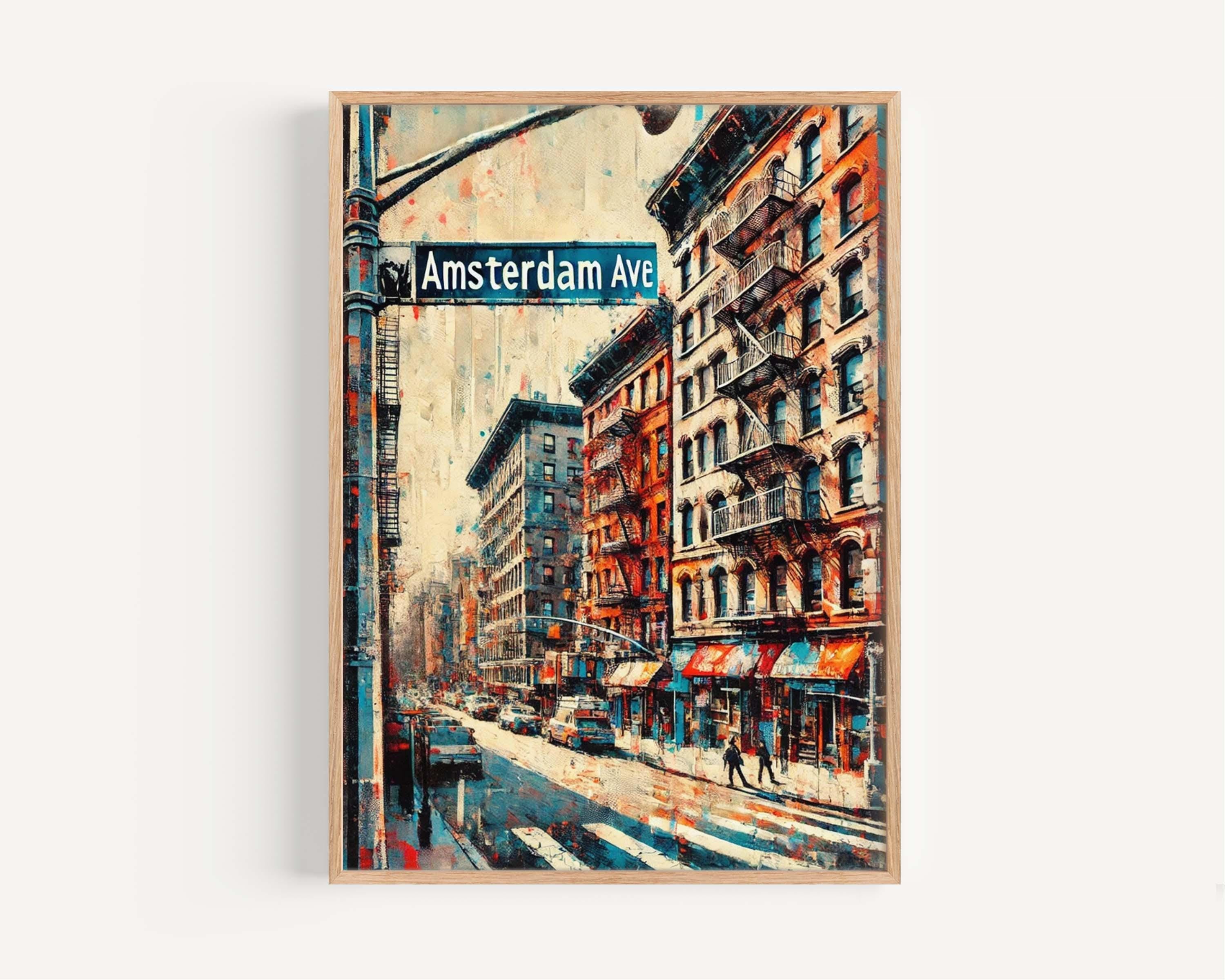 Amsterdam Ave Print - Manhattan Wall Art, NYC Travel Poster, New York City Gift, Housewarming Decor, Stylish Urban Home Art