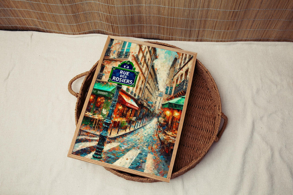 Rue des Rosiers Wall Art, Paris Street Sign Print, France Travel Poster, French Cityscape Art, Marais District Decor, Personalized Gift