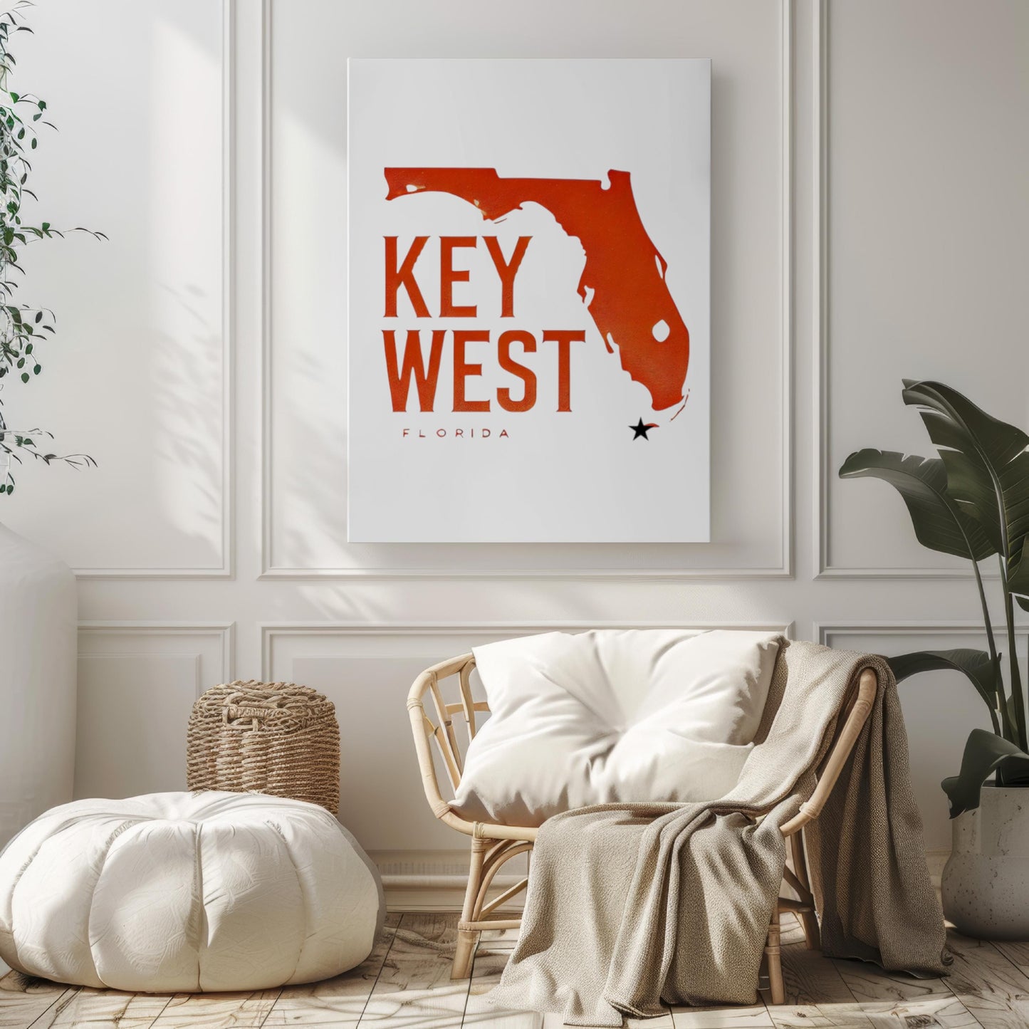 Florida Key West Wall Art Print - Travel Home Decor, FL Gift, College Dorm Poster, Housewarming & Florida Beach Travel Illustration