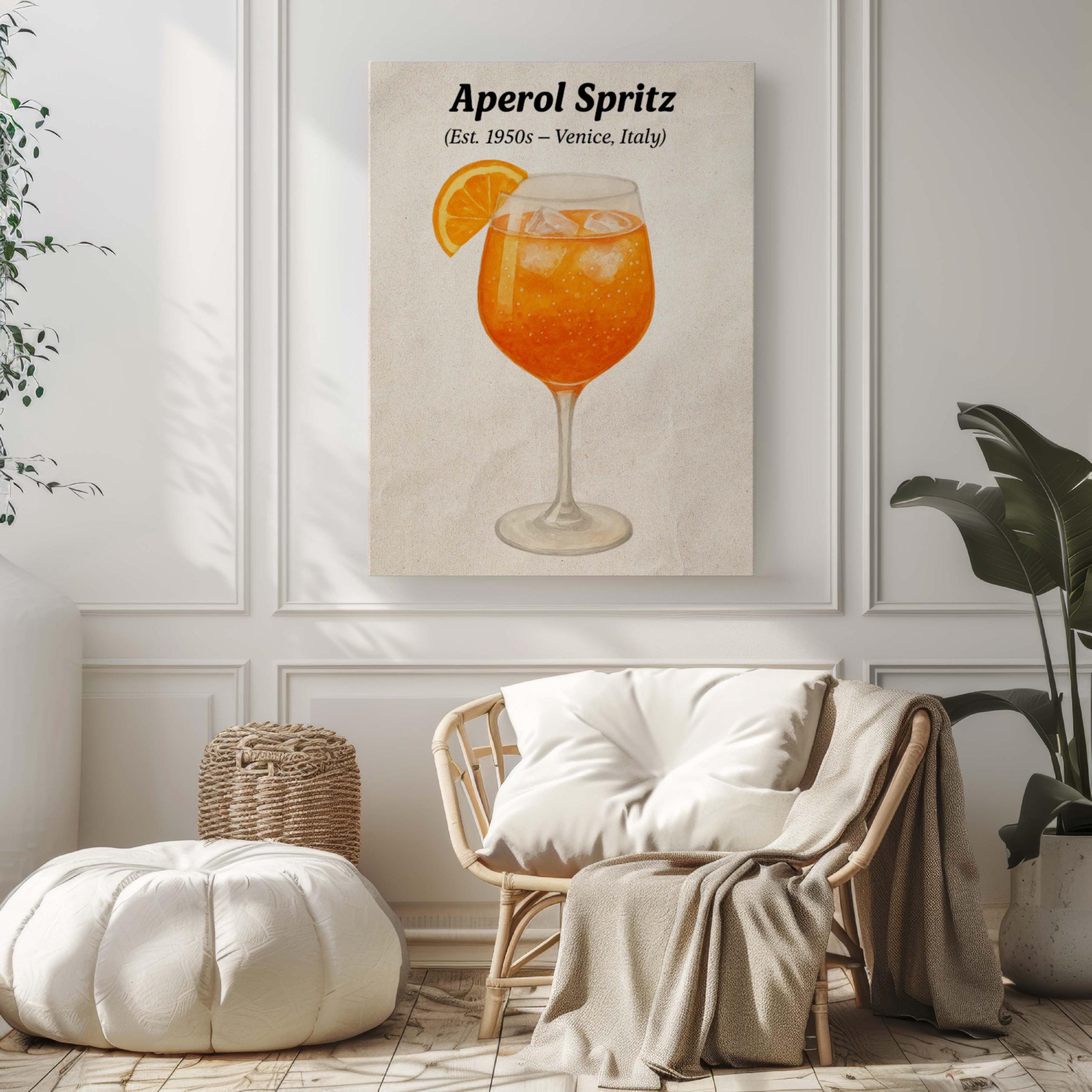 Aperol Spritz Cocktail Wall Art Minimalist