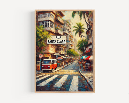 Rua Santa Clara Wall Art Print, Rio de Janeiro Cityscape, Beachside Lifestyle, Housewarming Gift, Travel Poster, Personalized Souvenir