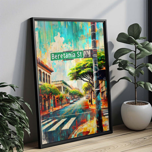 Beretania St Print - Oahu Wall Art, Honolulu Travel Poster, Hawaii Gift, Beretania Street Home Decor, Housewarming & Vacation Memory Gift