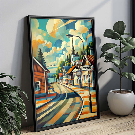 Voru Art Travel Poster – Estonia City Wall Print, European Artwork, Housewarming Gift, Voru Travel Decor, Unique Estonia Art Illustration