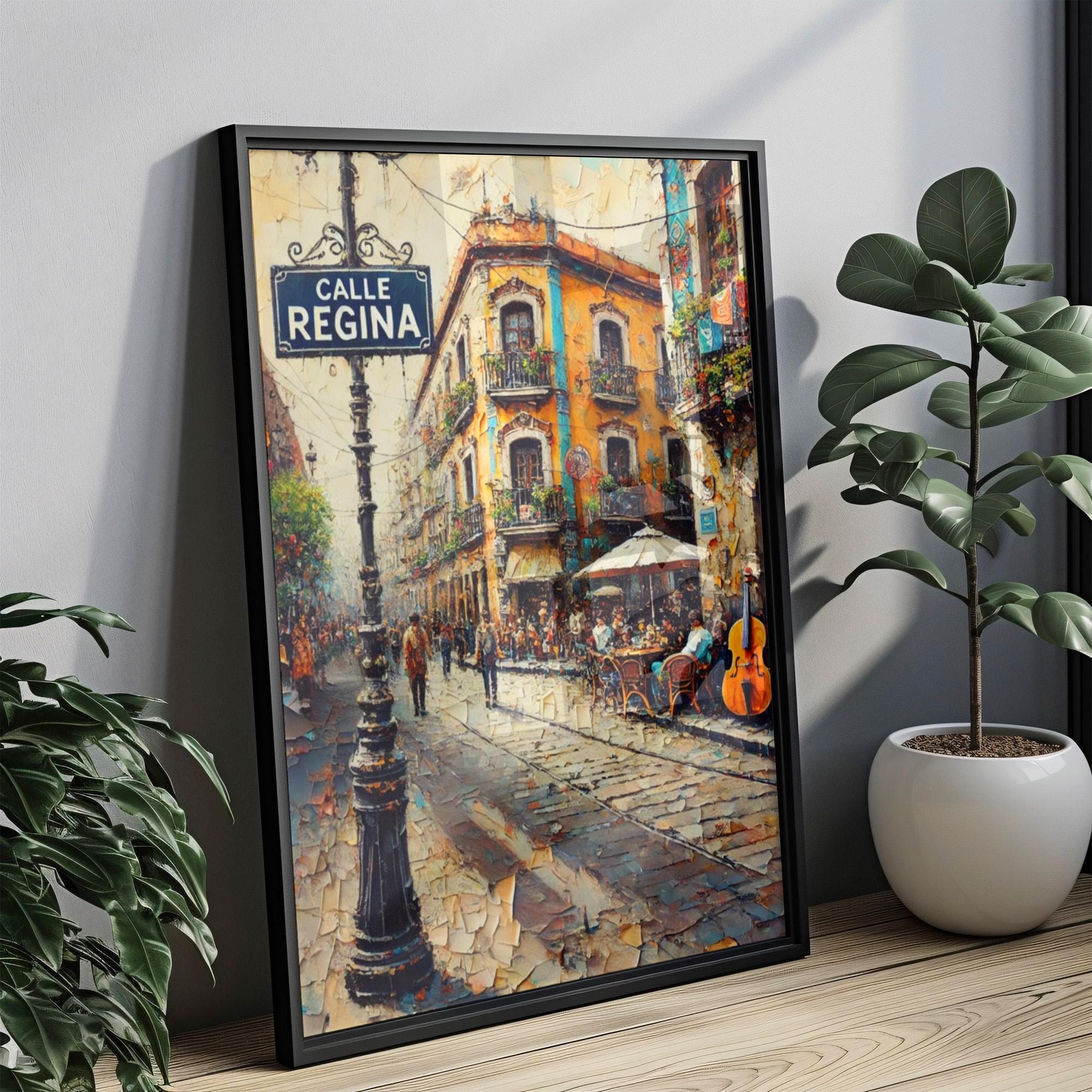 Mexico Calle Regina Wall Art Print - Mexico City Travel Poster, Unique Home Decor & Housewarming Gift