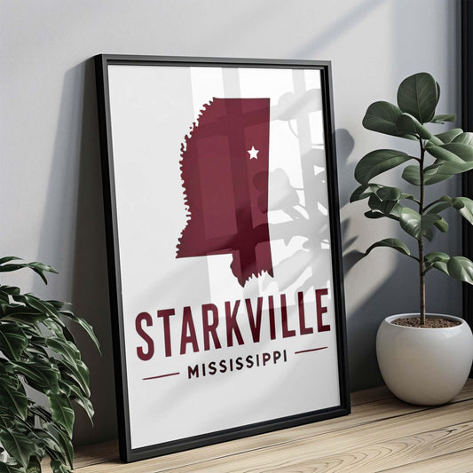 Starkville Print Wall Art - Mississippi Travel Decor, College Town Gift, Housewarming & Home Decoration, Starkville Mississippi Artwork