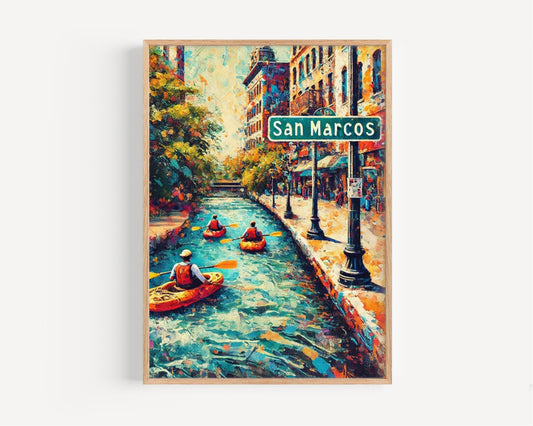 Texas Wall Art Print San Marcos Travel Poster - USA Souvenir Decor, Housewarming Gift, Texas Travel Art Home Decor