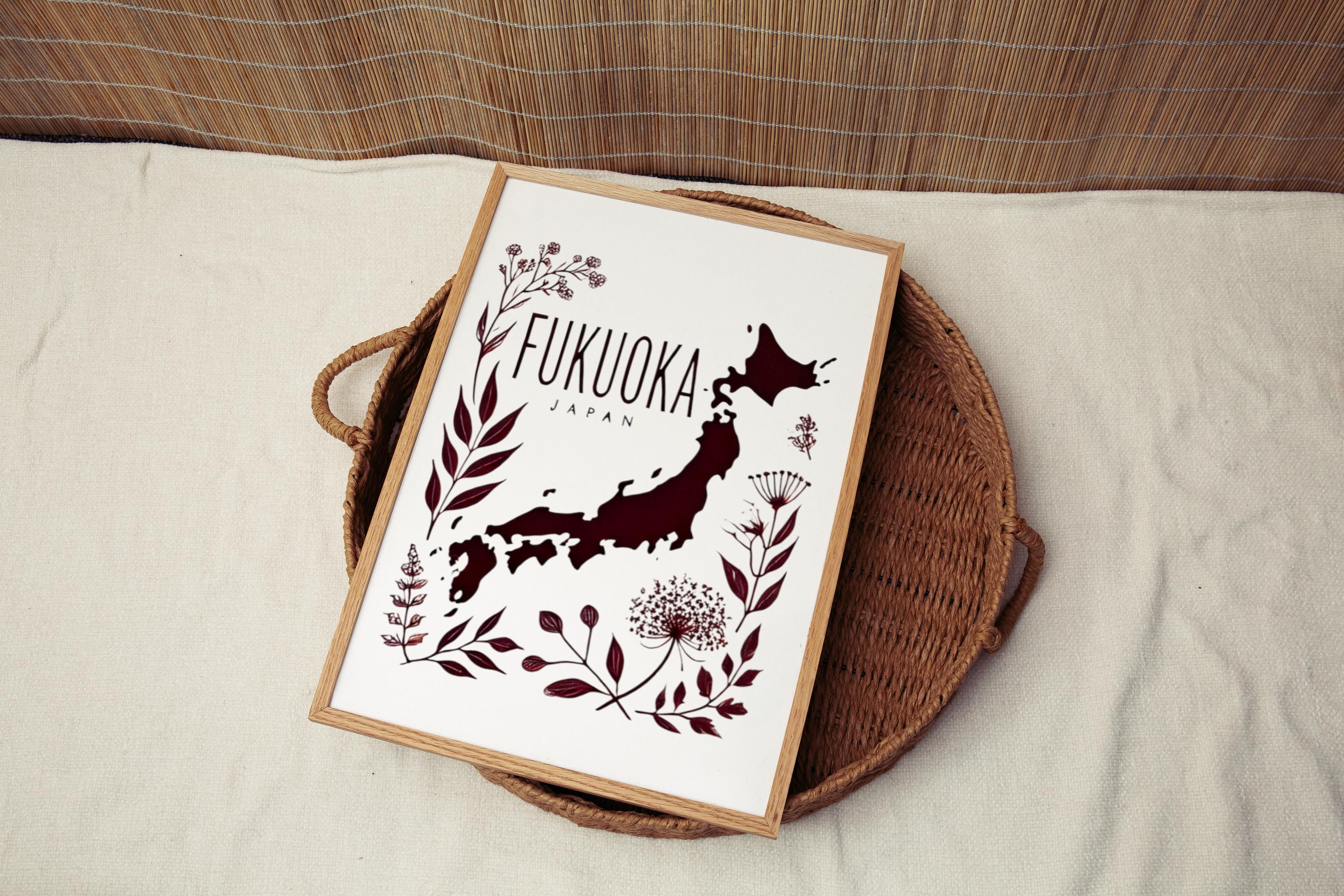 Japan Fukuoku Wall Art Print - Travel Inspired Home Decor, Housewarming Gift, Japanese Style Artwork for Living Room or Office