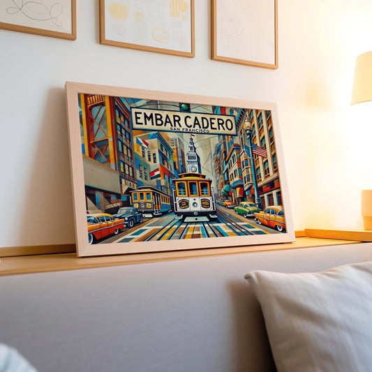 The Embarcadero Wall Art Cubism Print - San Francisco Travel Poster, CA Gift, Modern Housewarming Decor