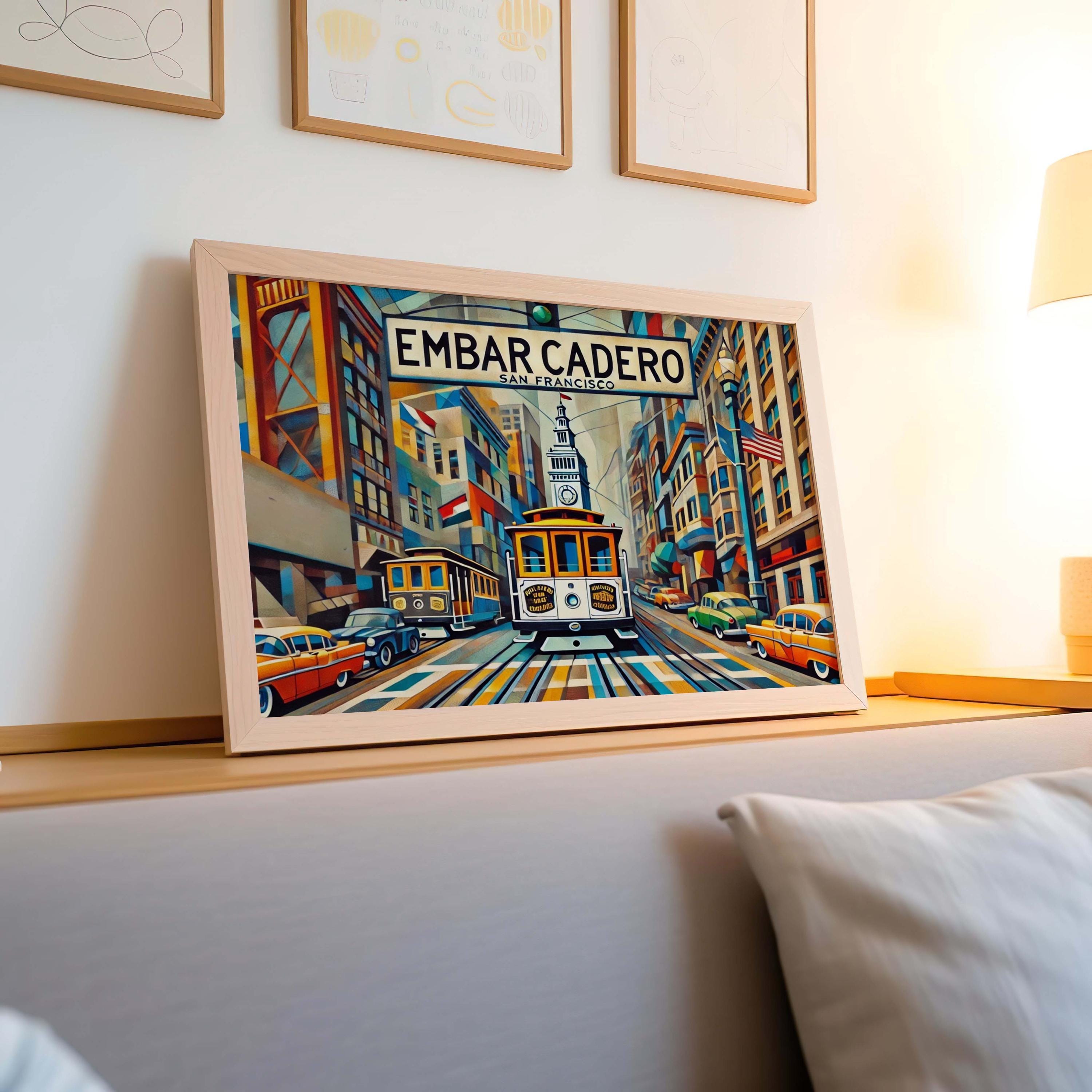 The Embarcadero Wall Art Cubism Print - San Francisco Travel Poster, CA Gift, Modern Housewarming Decor