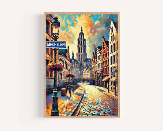 Mechelen Art Print - Belgium City Wall Art, Travel Poster, European Home Decor, Mechelen Gift, Housewarming Present, Unique Belgium Artwork