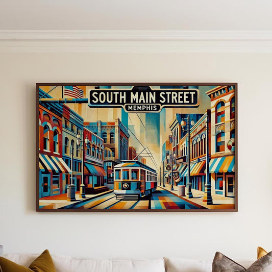 South Main St Wall Art, South Main Street Cubism Print, Memphis Cubism Art, Tennessee Gift, Travel Print, Travel Poster, Housewarming Gift
