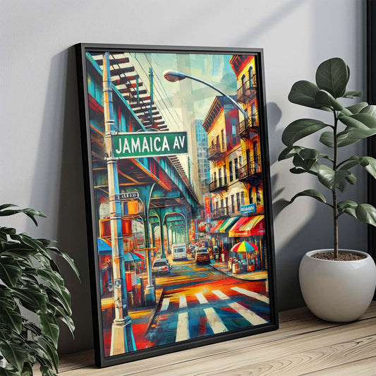 Jamaica Ave Print - Queens Artwork Wall Art, NYC Travel Poster & Gift, Unique New York City Home Decor, Housewarming Present