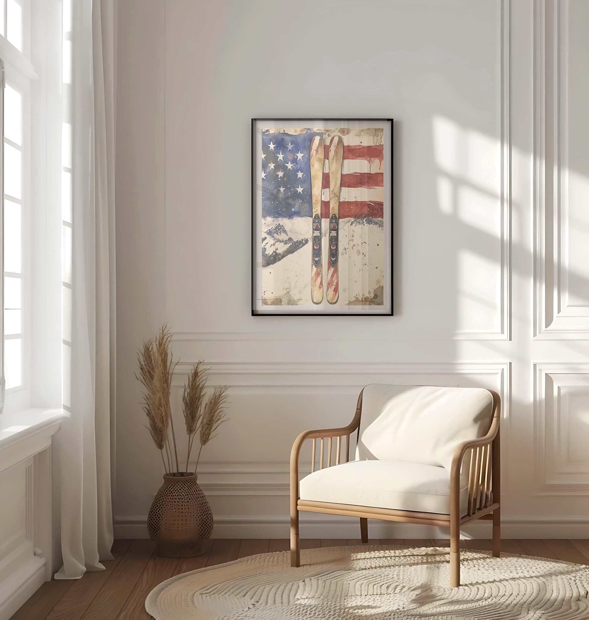 Skiing Wall Art Patriotic - United States
