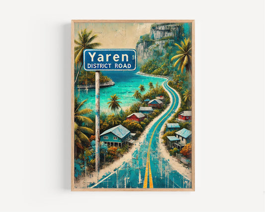 Nauru Art, Yaren District Road Wall Art, Travel Poster, Island Souvenir, Coastal Home Decor, Nauru Travel Gift, Fine Art Print