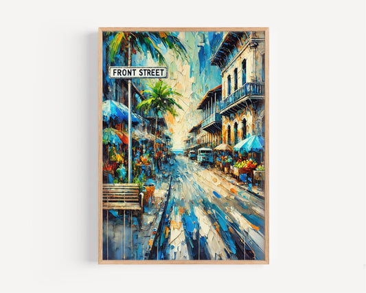 Front Street Panama Wall Art, Colón Street Sign Print, Caribbean Cityscape, Travel Souvenir, Panama Artwork, Vibrant Street Sign Poster