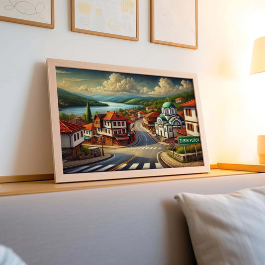 Zubin Potok Art Wall Print - Kosovo City Travel Poster, Zubin Potok Map Artwork & Travel Decor, Housewarming Gift, Kosovo Wall Art