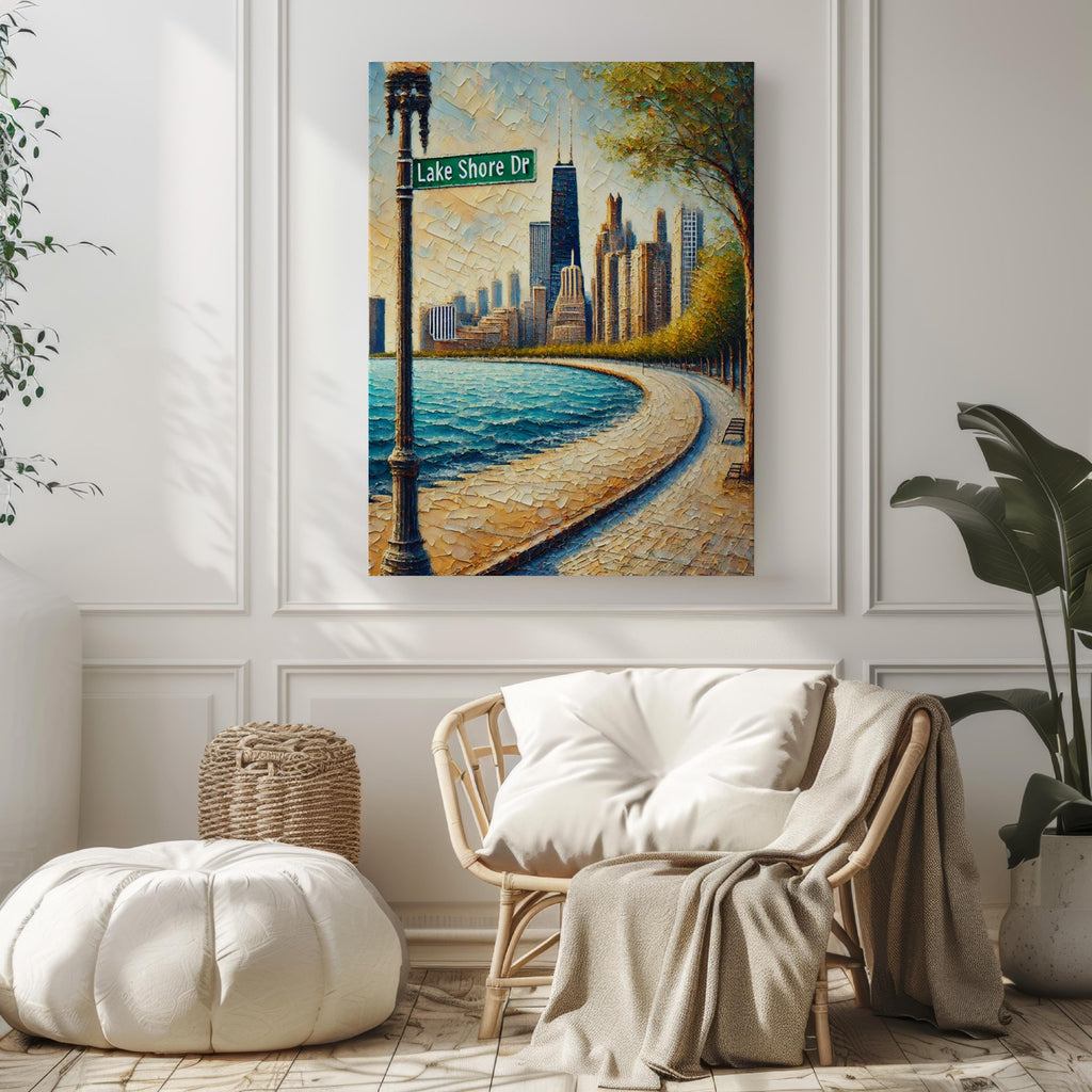 Chicago Lake Shore Drive Wall Art, Travel Poster, Illinois Gift, Chicago Skyline Print, Housewarming Decor