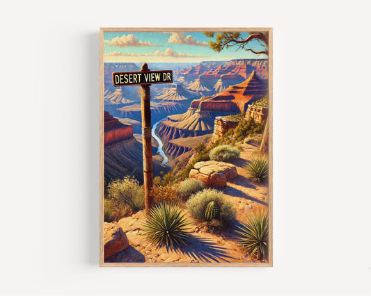 Desert View Drive Wall Art Grand Canyon Print Arizona Travel Poster Gift Rustic Home Decor