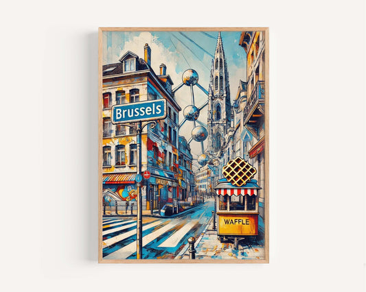 Brussels Art Print - Belgium Travel Poster, European Wall Art, Housewarming Gift, Brussels Cityscape Decor, Unique Belgium Artwork