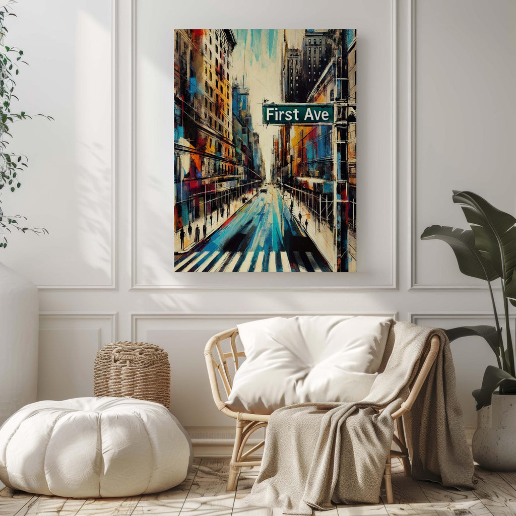 First Ave Print Manhattan Art NYC Travel Poster New York Wall Art Housewarming Gift Urban Home Decor