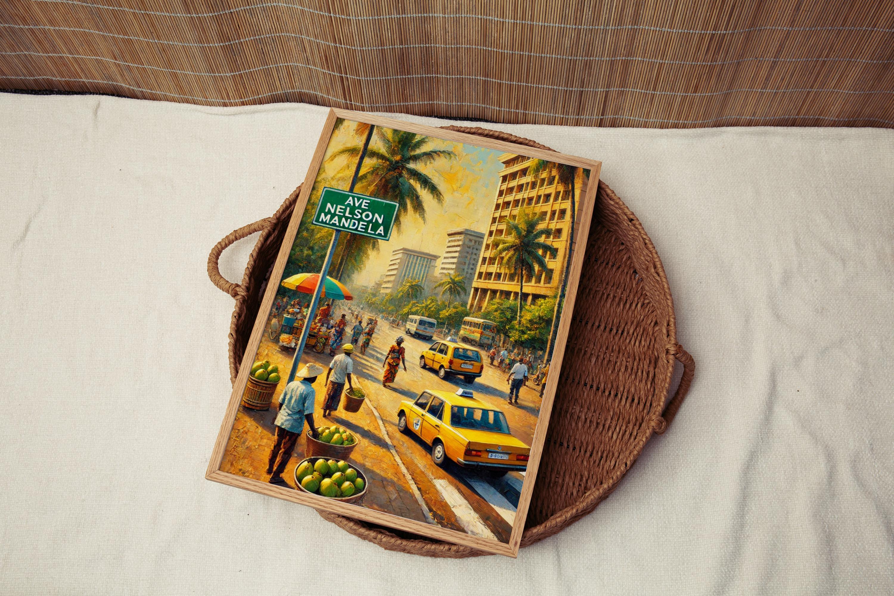 Ave Nelson Mandela Street Scene Print - Libreville, Gabon