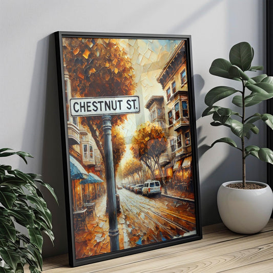 Chestnut Street Wall Art - San Francisco Travel Print, California Home Decor, Housewarming Gift, Stylish Urban Poster
