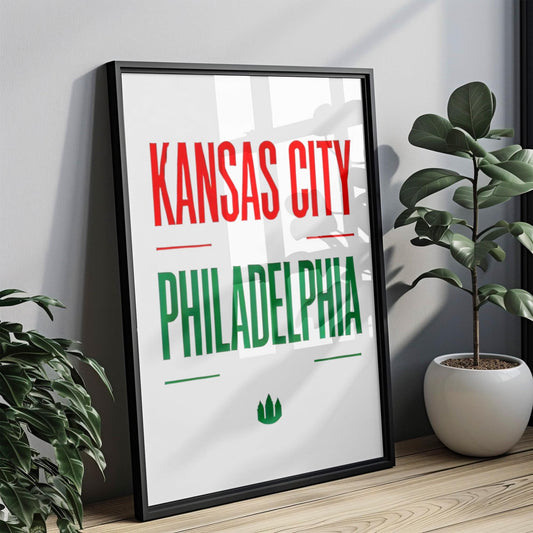 Kansas City VS Philadelphia Wall Art, Rival City College Decor Poster, Housewarming Gift, Kansas City Home Decor Print