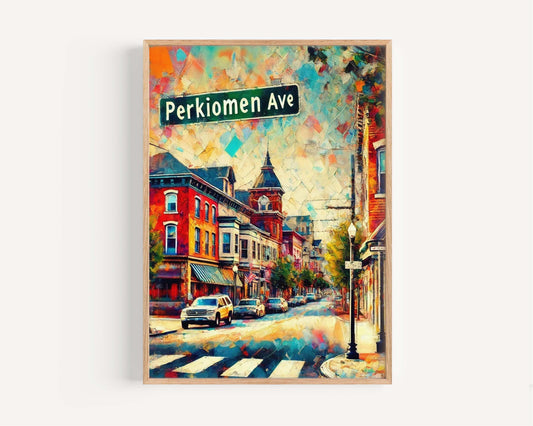 Perkiomen Ave Print - Reading Pennsylvania Wall Art, Travel Poster & Housewarming Gift, Perkiomen Avenue Decor