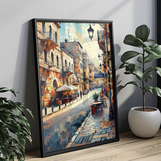 Jerusalem Yehuda St Wall Art Print – Travel Poster, Israel Artwork, Housewarming Gift, Unique Jerusalem Street Decor