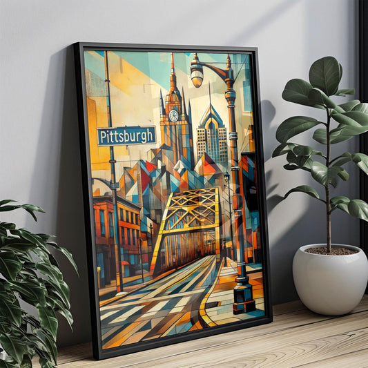 Pennsylvania Pittsburgh Wall Art Print - Travel Poster & USA Home Decor, Housewarming Gift, Pennsylvania City Map Poster