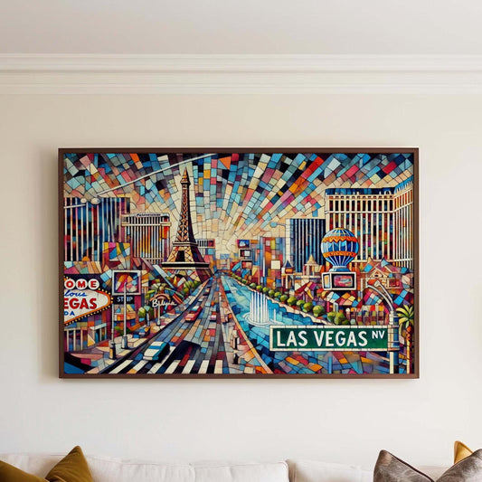 The Strip Print Las Vegas Wall Art Travel Poster Nevada Gift Housewarming Decor Cityscape Illustration