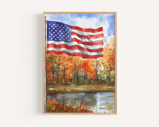 American Flag Artwork | Patriotic USA Wall Art | United States Home Decor Poster | USA Print for Living Room or Office