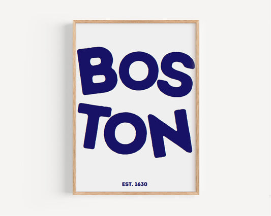 College Gift Boston Wall Art Print for Dorm Decor, Travel & Housewarming, College Wall Art Map Home Decoration