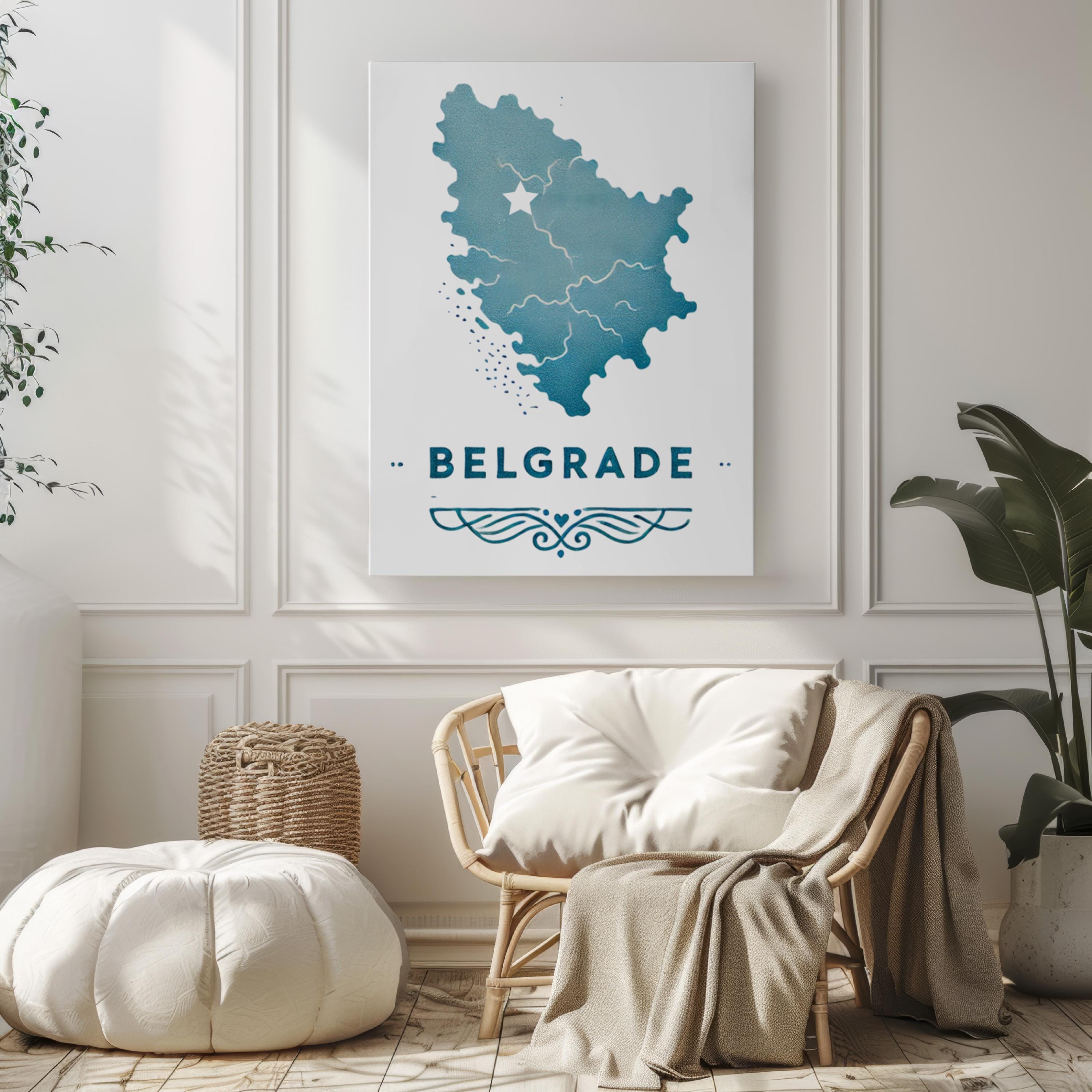 Serbia Belgrade Wall Art Print - Travel Home Decor, Serbia Gift, Housewarming Wall Artwork, Modern City Map Poster