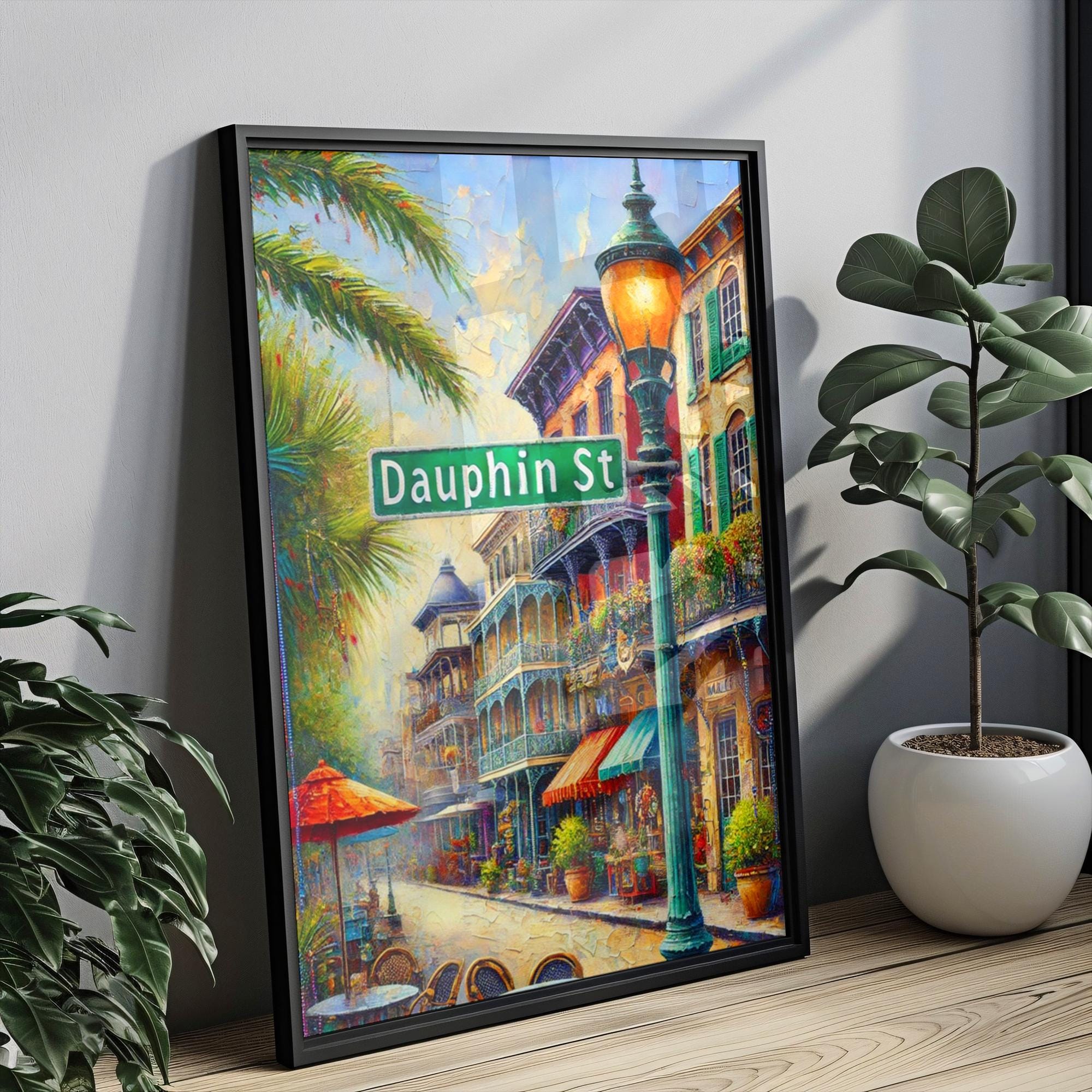 Dauphin Street Oil Painting Art Print: Mobile Alabama Street Sign Travel Poster